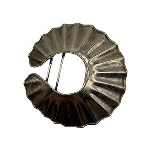 Veg Equus Silver Tone Fluted Hammered Metal Round Half Moon Belt Buckle India